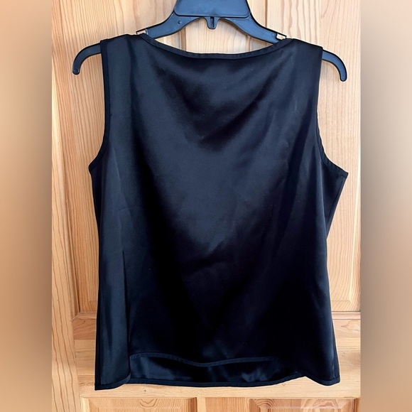 St John Black Sleeveless Silk Top Medium Church Modest Old Money Preppy Formal - Picture 8 of 11